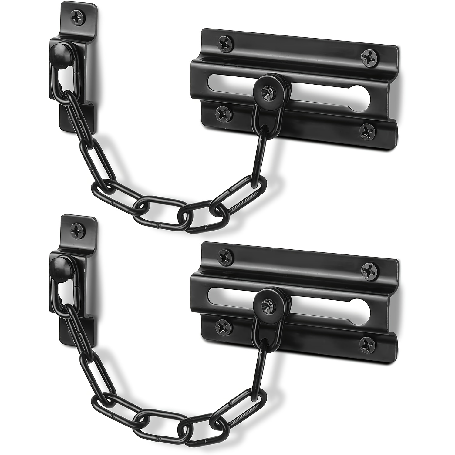 Security Chain Door - Zestaw 2 szt. czarnych łańcuchowych blokad