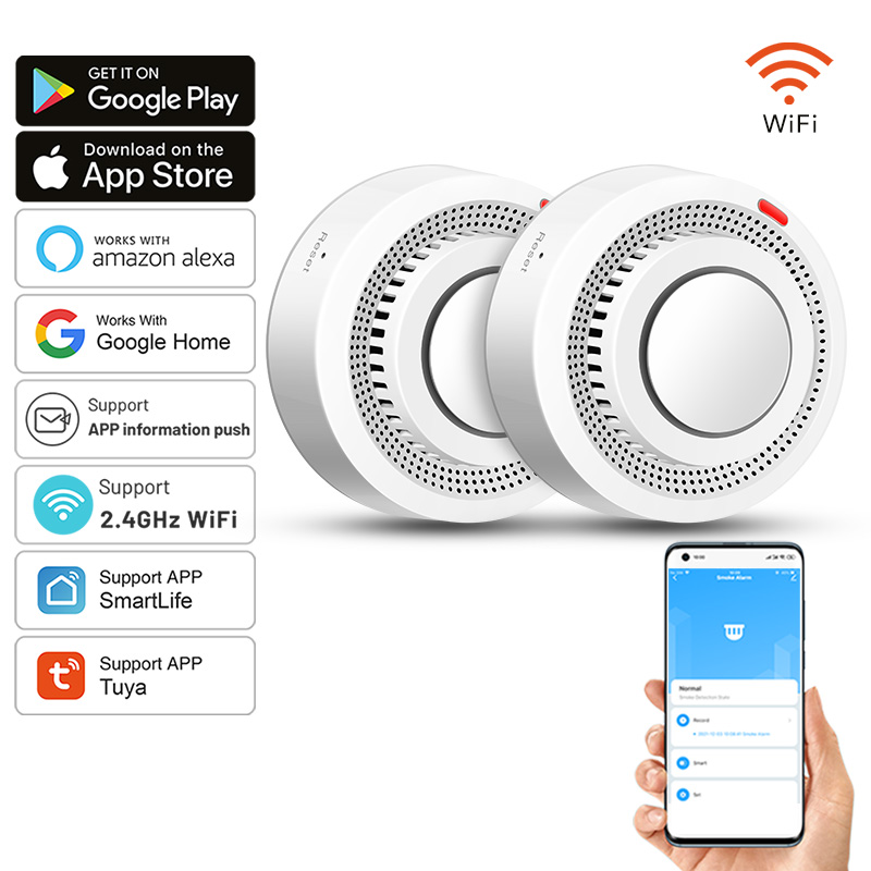 Smoke Detector Interconnected - 2 sztuki inteligentnych czujników dymu Tuya