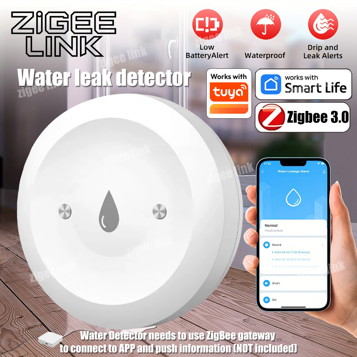 Czujnik wody ZigBee 3.0, intel – Water Alarm Sensor recenzja i cena